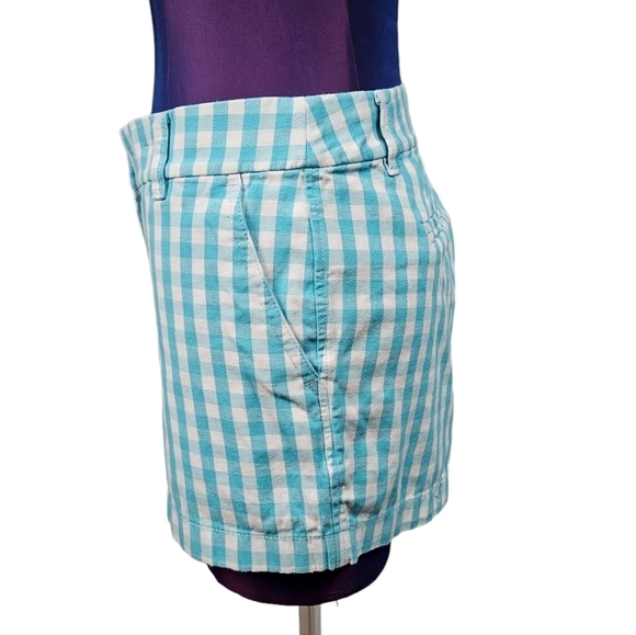 J. Crew Aqua & White Gingham‎ Chino Shorts Size 6 Women's Q35 - Picture 6 of 12